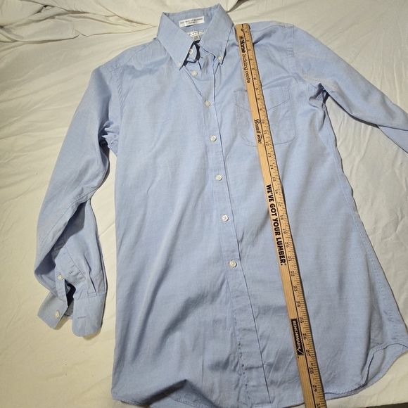 Paul Fredrick Men's 15-33 Trim Fit 💯 Light Blue Button-Down Shirt - Picture 5 of 8